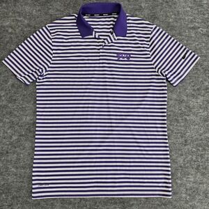 Nike Golf Polo Shirt TCU Horned Frogs Purple White Stripe Dri-Fit Mens Medium